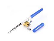 Unique Bargains Blue 38 Telescoping 5 Sections Mini Fishing Rod Pole Reel Angling Gear