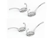 4pcs Zinc Alloy Double Prong Wall Mounted Clothes Towel Coat Hooks