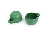 2 Pcs Hamster Parrot Bird Cage Hanging Water Food Feeder Cup Bowl Green 4cm Dia