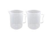 Unique Bargains 1000ml Plastic Laboratory Chemistry Measuring Cup Handle Design Cup Beaker 2 Pcs