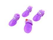 Unique Bargains 2 Pairs Walking Run Detachable Closure Pet Dog Doggie Rainshoes Purple XXS