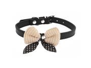 Single Pin Buckle Bow Bowknot Detail Pet Dog Kitty Collar 27 33cm Black