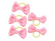 Pet Dog Puppy Hair Grooming Bowknot Rubber Bands Clips Hairpins 5 Pcs Pink