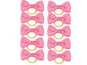 Pet Dog Nylon Dots Pattern Bowknot Decoration Ponytail Hair Holder Pink 10pcs