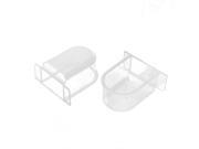 Home Plastic D Shaped Fount Water Liquid Feeder Pet Drinking Cup Clear 2 Pcs
