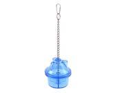 Metal Hanging Chain Plastic Pet Bird Food Storage Container Blue 3 Compartments