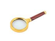 Metal Frame 5X Magnifier Magnifying Glass Jewelry Loupe 60mm Dia Gold Tone