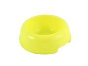 Plastic Round Shaped Pet Dog Chihuahua Water Drinking Feeder Bowl Dish Yellow
