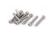 8 x 1 32 Thread Count Stainless Steel Hex Socket Cap Screws Silver Tone 10 Pcs