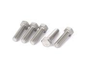 5 16 x 1 1 4 304 Stainless Steel Hex Head Full Thread Bolts Silver Tone 5PCS