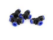 4pcs Pneumatic 10mm Push In Connector T Joint Quick Fittings Black Blue