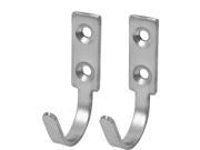 2pcs Metal Door Wall Mounted Single Prong Towel Coat Hooks