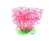 Aquarium Underwater Ceramic Base Plastic Emulation Plant Grass Ornament Pink