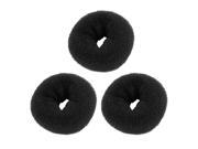 Unique Bargains 3pcs Donut Bun Ring Former Sponge Shaper Dish Hair Device Black for Ladies