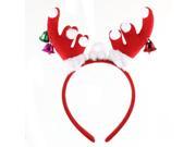 Woman Lady Antler Bell Decor Christmas Party Head Wrap Headband Hairband Red