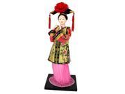 Unique Bargains Oriental Broider Clothes China Qing Dynasty Princess Figurine Doll Red Yellow