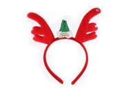 Woman Antler Santa Hat Decor Christmas Party Head Wrap Headband Hairband Red