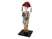 Unique Bargains Oriental Broider Clothes China Qing Dynasty Princess Figurine Doll Blue Yellow