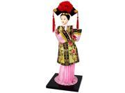 Unique Bargains Oriental Broider Clothes China Qing Dynasty Princess Figurine Crafts Doll Yellow