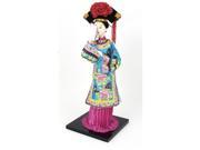 Unique Bargains Oriental Broider Clothes China Qing Dynasty Princess Figurine Doll Fuchsia Blue