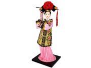Unique Bargains Oriental Broider Clothes China Qing Dynasty Princess Doll Figurine Pink Yellow