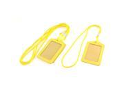 Lanyard Vertical Office Name ID Card Badge Holder Container Yellow 4pcs