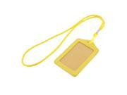 Faux Leather Lanyard Vertical Office Name ID Card Badge Holder Container Yellow