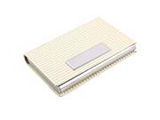 Faux Leather Coated Grid Pattern ID Name Business Credit Cards Holder Case Beige