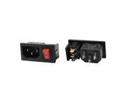 AC 10A 250V O I Red Lamp Rocker Switch IEC320 C14 Input Power Socket 2 Pcs