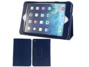 Lichee Pattern Folio Stand Protector Case Cover Dark Blue for iPad Mini 1 2