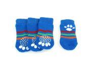 Unique Bargains Warm Striped Paw Printed Anti Slip Knitted Pet Dog Puppy Socks 2 Pairs