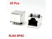 Unique Bargains 25 Pieces 8P8C Right Angle Pins RJ45 PCB Plug in Type Jacks Sockets 0.8 Length