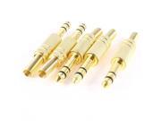 Unique Bargains 5 Pcs Gold Tone Mic Speaker 6.35mm Male Plug Stereo Audio Adapter Connector
