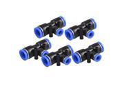 Unique Bargains 5x Air Pneumatic Tee Adapters 12mm to 7mm One Touch Fittings Connectors