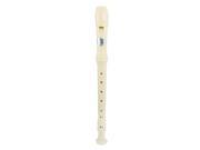 Student Portable Plastic 8 Holes Flute Soprano Recorder w Cleaning Stick Off White