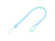 Mobile Phone Sky Blue Faux Leather Round Braid Neck Strap Lanyard String
