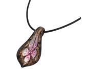 Unique Bargains Glass Bead Flower Teardrop Pendant Necklace Jewelry Light Purple