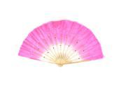 Unique Bargains Handheld Dancer Bamboo Ribs Foldable Dancing Hand Fan Pink White