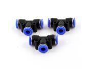 Unique Bargains 3 Pcs 6mm Quick Joint Air Pneumatic Tee Shaped 3 Ways Fittings Couplings