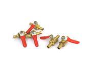 8mm 2 Way Barb Tube Red Lever Handle Full Port Ball Valve Controller 5pcs