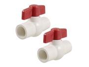 Unique Bargains Water Supply 0.79 x 0.79 Slip Ends 1 2 Turn PVC Ball Valve White Red 2 PCS