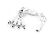 CCTV Camera Female to 4 Male 5.5x2.1mm Splitter DC Power Cable White