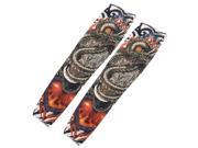 Unique Bargains Outdoor Sport Dragon Print Stretchy Temporary Fake Tattoo Arm Sleeve 2 Pcs