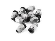 Unique Bargains 10 Pcs 6mm Hole to 1 8 Male Threaded Push in Type Pneumatic Quick Connector