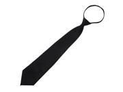 Men Solid Black Polyester Zip Up Necktie Smooth Zipper Tie
