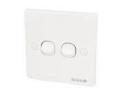 AC 250V 10A 2 Gang On Off Screws Fixed Wall Mounting Switch White