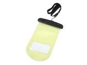 Yellow Plastic Water Resistant Pouch Bag Neck Strap Case for iPhone 4 3G 3GS