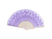 Unique Bargains Purple Mini Sequins Detail Handheld Folded Party Bridals Hand Fan for Ladies