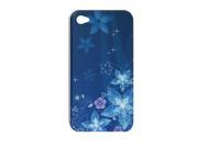Plastic Hard Floral IMD Blue Back Case for iPhone 4 4G Vzoej