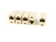 Unique Bargains Beige RJ45 Female Network Cable Inline Modular Straight Coupler Extender 5 Pcs